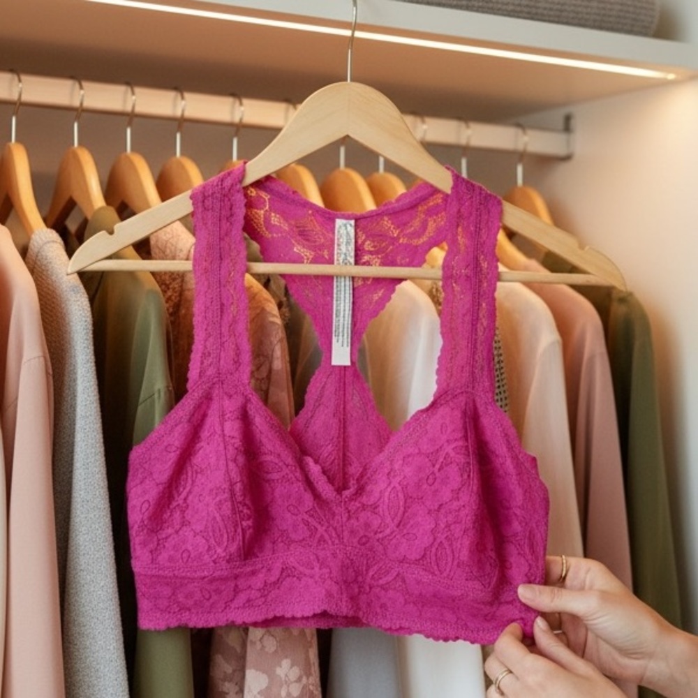 Free People NWT Small Lace Racerback Bralette / summer crop intimately - Picture 10 of 16